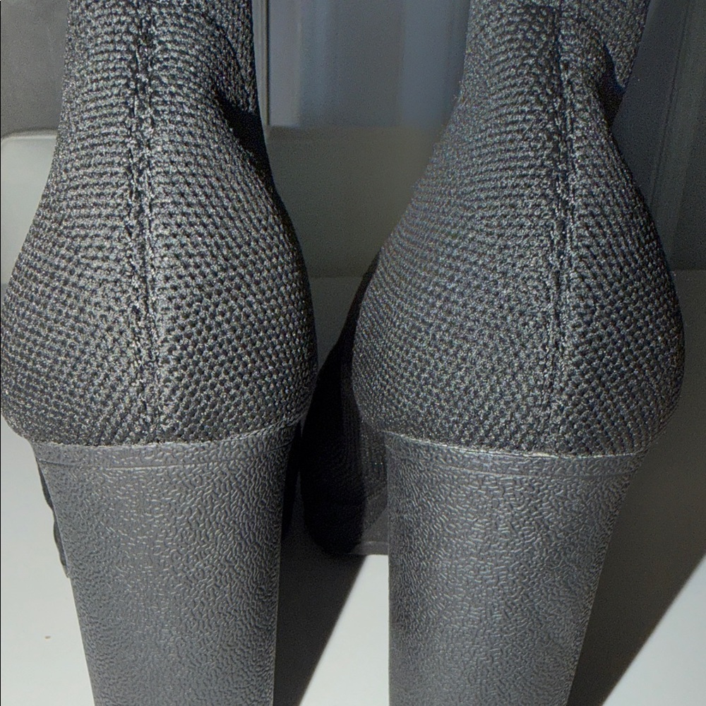 DKNY Black Knit Sock Booties with White Logo Cuff - Picture 7 of 10